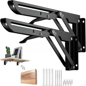 &Eacute;querre Pliante, 2 Pi&egrave;ces &Eacute;tag&egrave;re Pliante en Acier Inoxydable Support Console Pliable Equerre pour Etagere Murale, Cadre de Support D'&eacute;tag&egrave;re de