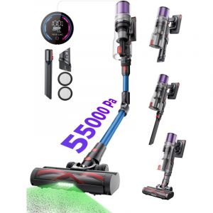 Proscenic - Aspirateur balai Sans fil P16 - 550W/55KPA - 55 min longue d'autonomie - Tube pliable - Brosse anti-enchevêtrement - Grande poubelle 1.5L