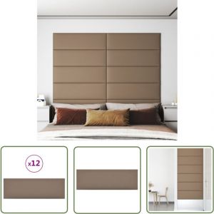 Panneaux muraux 12 pcs Cappuccino 90x30 cm Similicuir 3,24 m² - Panneau Mural - Revêtement Mural - Décoration Murale - Simili Cuir - Isolation