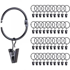 Paquet de 42 Anneaux Rideaux Ouvrables avec Clips, Diam&egrave;Tre Int&eacute;Rieur 1 Pouce, Draperie D&eacute;Corative Vintage R&eacute;Sistante &agrave; la Rouille