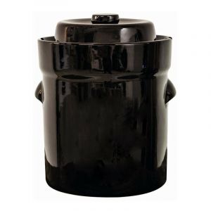 Outils Et Nature - Pot &agrave; choucroute pour la lacto-fermentation + pierres/couvercle 5L Marron