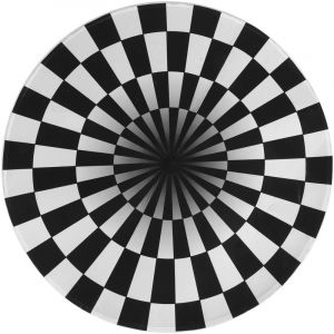 Rond Noir Blanc Grille Tapis Antid&eacute;rapant Tapis Tapis De Sol Tapis pour La Maison Salon Chambre (60cm)