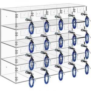 Mophorn Casier de rangement pour t&eacute;l&eacute;phone portable, armoire en acrylique &agrave; 20 emplacements avec serrures de porte et cl&eacute;s, organisateur mural pour