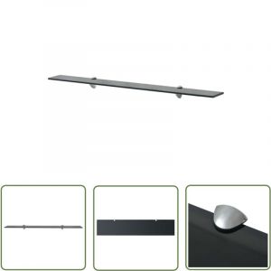 The Living Store &Eacute;tag&egrave;re murale en verre 100 x 20 cm 8 mm - Etagere Murale - &Eacute;tag&egrave;re Design - &Eacute;tag&egrave;re Verre - &Eacute;tag&egrave;re Noir - &Eacute;tag&egrave;re Salle De Bain