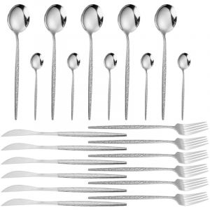 M&eacute;nag&egrave;re Zoternen, 24 pi&egrave;ces, en acier inoxydable, avec couteau, fourchette et cuill&egrave;re, pour la maison, la cuisine et les f&ecirc;tes (24 pi&egrave;ces)