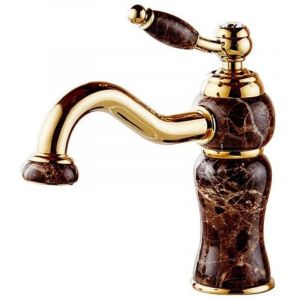 Robinet de cuisine avec poign&eacute;e en c&eacute;ramique et bec haut, robinet d'&eacute;vier, robinet lave-mains