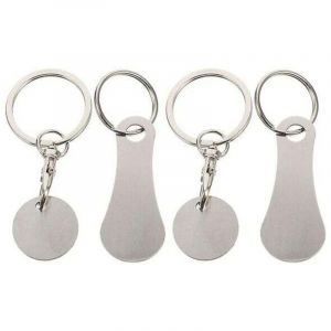Lot de 4 porte-cl&eacute;s en m&eacute;tal pour chariot de courses