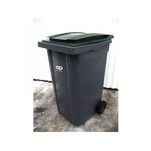 Conteneur poubelle 2 roues gris vert 120 litres