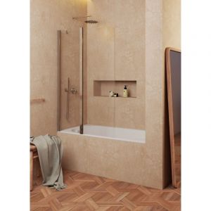 Soulbath - Paroi de baignoire fixe + pivotant 180&ordm; &ndash; Transparent &ndash; Verre tremp&eacute; 6 mm anticalcaire &ndash; Chrome &ndash; Largeur 50cm (fixe) + 75cm (pivotant) &ndash;