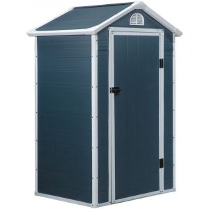 Abri De Jardin En M&eacute;tal Avec Fen&ecirc;tre De Ventilation Et Toit En Appentis, Gris