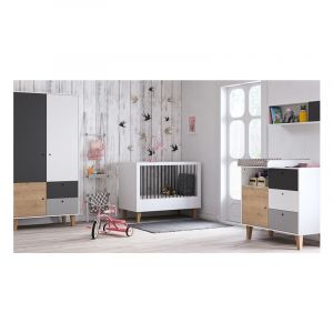 Chambre compl&egrave;te lit b&eacute;b&eacute; &eacute;volutif - commode &agrave; langer - armoire VOX Concept Bois