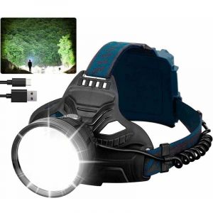 Lampe Frontale LED Rechargeable, Ultra Puissante 50000 Lumens Lampe Torche LED 4 Modes avec feu arri&egrave;re rouge, Rechargeable USB 6000 mAh, Etanche