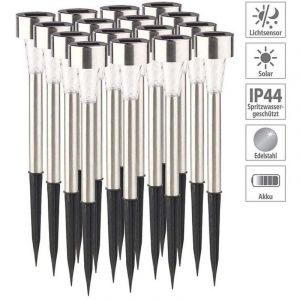 Lot de 16 bornes solaires &agrave; LED lampes de jardin &agrave; planter