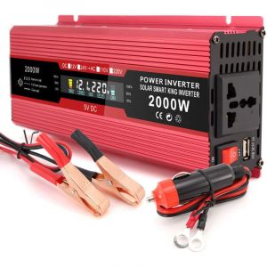 1200W 12V &agrave; 220V Onde sinuso&iuml;dale modifi&eacute;e Convertisseur DC &agrave; AC avec Affichage LCD 1 Prise AC 1 Port USB, pour Ordinateur Portable,1200W-12V
