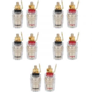 10 pi&egrave;ces plaqu&eacute; or prise banane prise connecteur borne de liaison pour amplificateur haut-parleur borne prise connecteur et c&acirc;ble audio vid&eacute;o