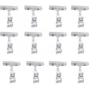 Clip De Signe De Marchandise Plastique Signe Clips Clair Pince &eacute;Tiquette Porte-&eacute;Tiquette De Prix Pince Rotatif Titulaire Pr&eacute;sentoir 12 Pi&egrave;ce Clips