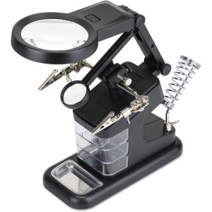 3X/4.5X/25X Multifonctionnel Troisieme Main, avec Loupe sur Pied &agrave; 10 LED avec Loupe Support de Fer &agrave; Souder pour Les Loisirs de Soudage