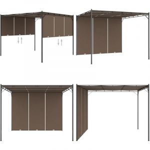 Belvédère de jardin avec rideau latéral 3x3x2,25 m Taupe - Abris De Jardin - Auvent De Jardin - Gazebo - Parasol - Terrasse Couverte - Home & Living