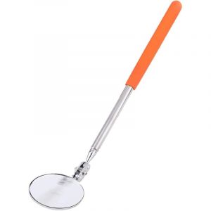 (Port&eacute;e t&eacute;lescopique 275-440MM) Miroir d'inspection t&eacute;lescopique orange, miroir d'inspection de voiture rond, miroir d'inspection en acier inoxydable