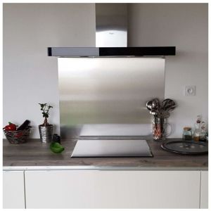 Alucouleur - Crédence Composite Aspect Inox Brossé - Hauteur 55 cm x Largeur 90 cm