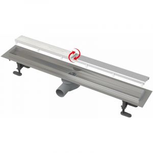 Alcadrain Syst&egrave;me de drainage - Douchegoten - Caniveau de douche Double Fit and Go 85 cm, grille incluse, acier inoxydable APZ13-DOUBLE9-850