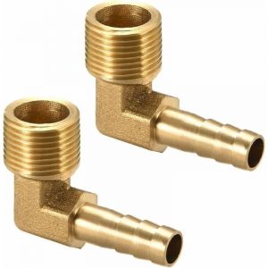 Raccord Cannelé Tuyau Barbillon Laiton 90° Coude 8mm Barbelé x3/8" G Mâle Tuyau 2Pcs-LIAIKI