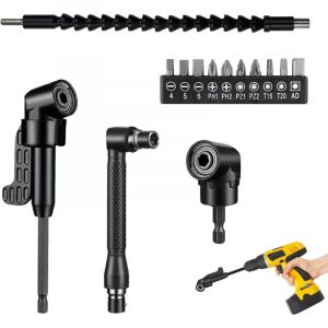 14 Pi&egrave;ces Renvoi D'Angle Visseuse Kit Tige D'extension &agrave; Tige Hexagonale 1/4", Renvoi D'Angle Perceuse, 105&deg; Tournevis Flexible Extension de Foret