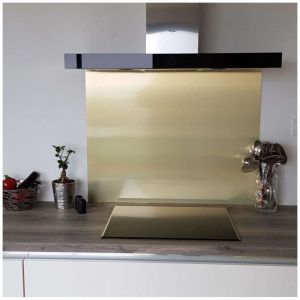Alucouleur - Crédence Composite Aspect Alu Or Brossé - Hauteur 25 cm x Largeur 110 cm