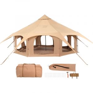 Mophorn - Tente cloche en toile 5 m/16,4 pi, tente yourte 4 saisons avec prise pour po&ecirc;le, tente de camping respirante pour 8 personnes, f&ecirc;te de
