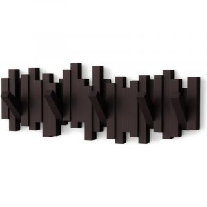 Porte-manteau mural moderne, porte-manteau cr&eacute;atif pour touches de piano avec 5 crochets pliants, marron