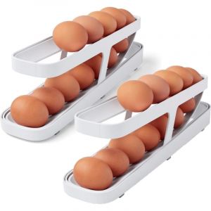Largeight - jamais UTILISÉ]2 Pièces Porte-Oeufs Roulants, 2 Niveaux Conteneur de Stockage D'Œufs Support à Œufs Roulant Automatique Boîte à Œufs en