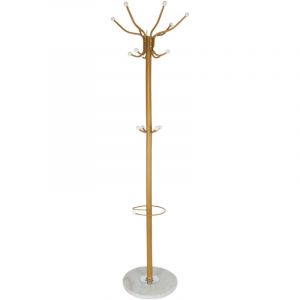 Relaxdays Porte manteau, support parapluies, 16 crochets, HxD 176,5 x 36,5 cm, pied en marbre, garde robe droit,couleurs