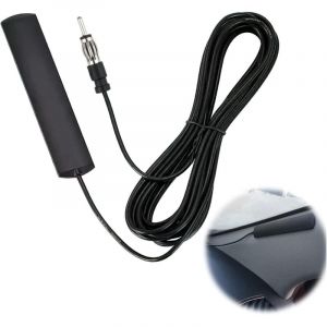 Antenne Radio Voiture, avec Montage Adh&eacute;sif sur Pare Brise, Connecteur DIN et C&acirc;ble Compatible avec Radio AM/FM, pour St&eacute;r&eacute;o HD Unit&eacute;s Principales