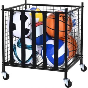 Mophorn - vevor Chariot a Ballons Verrouillable 50,7x50x54,5 cm Cage de Rangement pour Ballon Mobile avec 4 Roulettes et Freins en Acier Organisateur