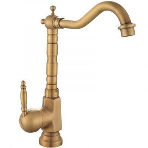 Robinet &Eacute;vier Cuisine Laiton Antique Bronze Vert M&eacute;langeur Eau Chaude Froide Poign&eacute;e Unique