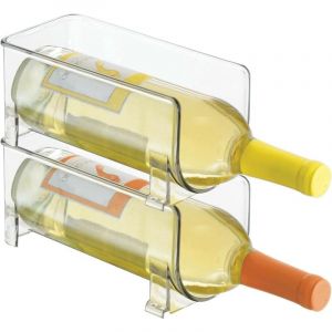 Bouteilles &Eacute;tag&egrave;re &agrave; Vin- 2 niveaux, pour 2 bouteilles,Casier &agrave; vin autoportant en plastique, transparent