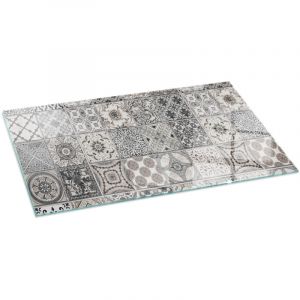 Plaque de protection de sol en verre pour chemin&eacute;e ou po&ecirc;le moderne anti-chaleur et &eacute;tincelles Motifs de carreaux d&eacute;coratifs 100x50 cm