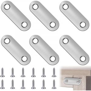 Alovez - 6 Pièces Supports d'Angle Plats, Équerre de Fixation Droit Plats, Équerres Plate en Inox, Pattes d'assemblage avec Vis, Pattes D'assemblage
