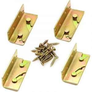 Support de lit 4 pi&egrave;ces - Accessoires de rail de lit non tenon - Connecteur de cadre de lit en bois avec 28 vis - Convient pour t&ecirc;te de lit et pieds