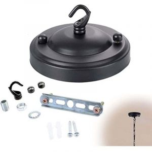 Rosace de Plafond M&eacute;tal Noir Auvent de Plafond Rosace Plafond Luminaire Plafond Avec Accessoire pour Suspension Plaque de Plafond Vintage,Plantes