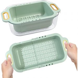 Largeight - Panier de Vidange pour Cuisine Extendable (14-18'), Passoire de Vidange Évier en Plastique Rétractable, Passoire de Cuisine Double Couche