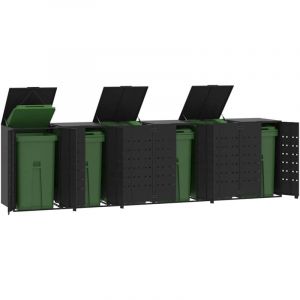 Vidaxl - Rangement à roulettes pour poubelles pour 6 bacs noir acier