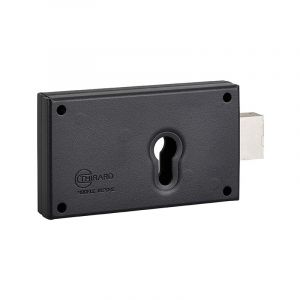 Boitier de serrure horizontale en applique &agrave; cylindre profil&eacute; ,140x80 mm, sans g&acirc;che, p&ecirc;ne dormant Thirard
