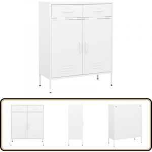 Vidaxl - Armoire de rangement Blanc 80x35x101,5 cm Acier - Meuble De Rangement - Armoire Blanche - Armoire Métallique - Rangement Salle De Séjour