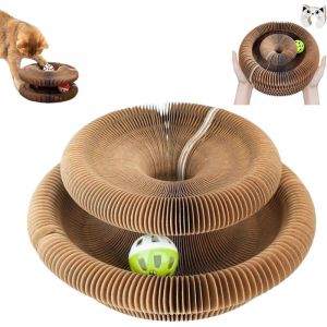 Jouet pour chat, grattoir accord&eacute;on magique, jouet compact pour chat en forme d'accord&eacute;on, tapis de grattage interactif pliable en carton avec 1