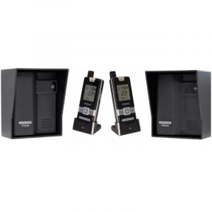 Kit interphone UltraCOM2 noir double entr&eacute;e 600 m&egrave;tres autonome individuel avec visi&egrave;res noires + 2 combin&eacute;s