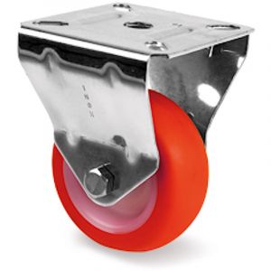 Roulette INOX fixe diamètre 60 mm roue polyuréthane rouge - 70 Kg