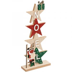 D&eacute;co &agrave; poser Mot NO&Euml;L sur &eacute;toiles en Bois H 28 cm - Feeric Christmas