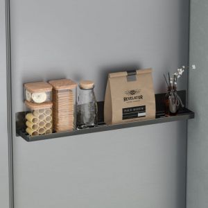 Mai & Mai &Eacute;tag&egrave;re Murale de Rangement en Acier au Carbone Support Rangement au Mur &Eacute;tag&egrave;re Douche &agrave; Poser pour Salle de Bain Cuisine Noir 60&times;8,3&times;8 CM