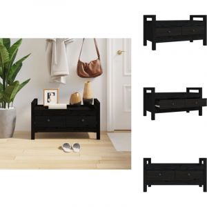 Banc d'entrée Noir 80x40x43 cm Bois de pin massif - Banc D'entrée - Banc Coffre - Meuble D'entrée - Rangement Intérieur - Mobilier Salle D'entrée